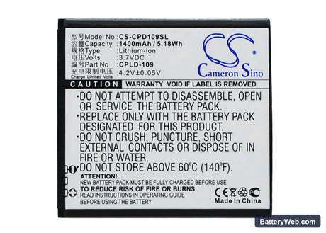 Coolpad 8070D Replacement Battery, 3.7V, 1400mAh, Li-ion 1