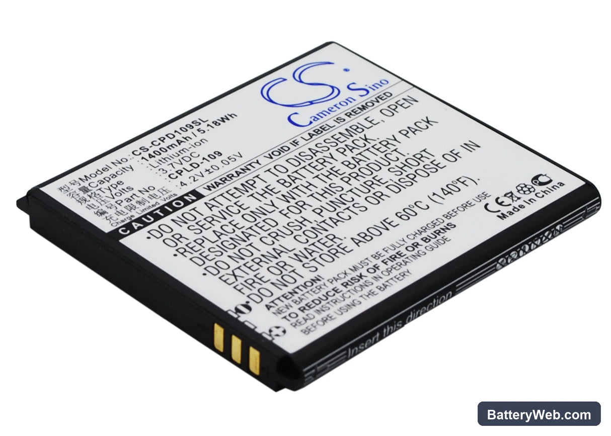 Coolpad 8070D Replacement Battery, 3.7V, 1400mAh, Li-ion 3