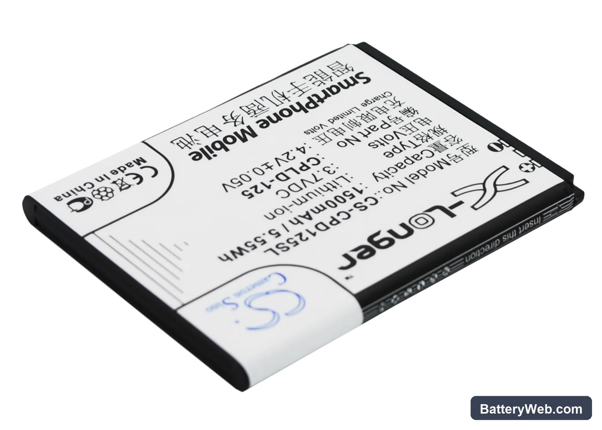Coolpad 8017-T00 Replacement Battery, 3.7V, 1500mAh, Li-ion 3