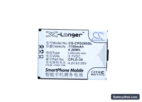 Coolpad E600 Replacement Battery, 3.7V, 1150mAh, Li-ion 5