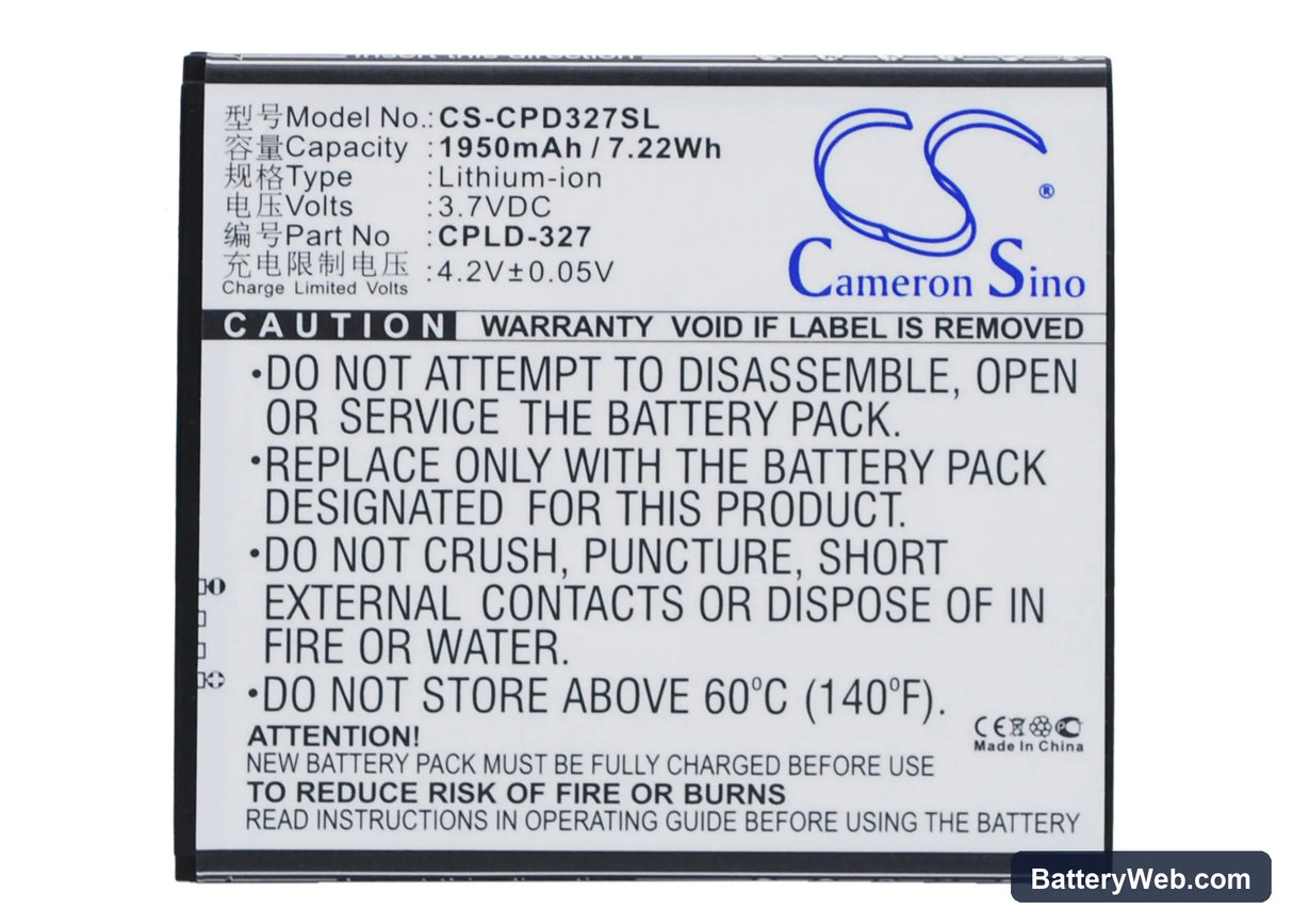 Coolpad K1 Replacement Battery, 3.7V, 1950mAh, Li-ion 1