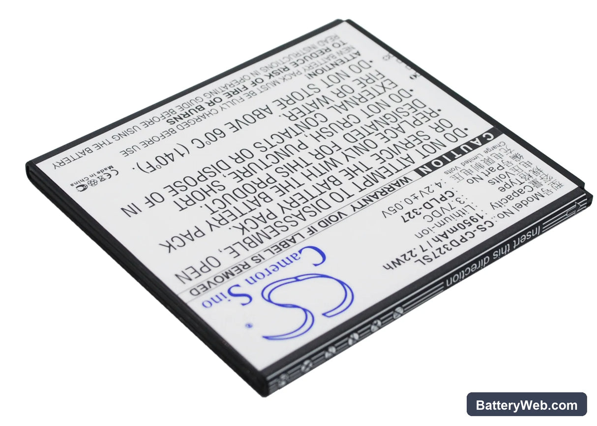 Coolpad K1 Replacement Battery, 3.7V, 1950mAh, Li-ion 3