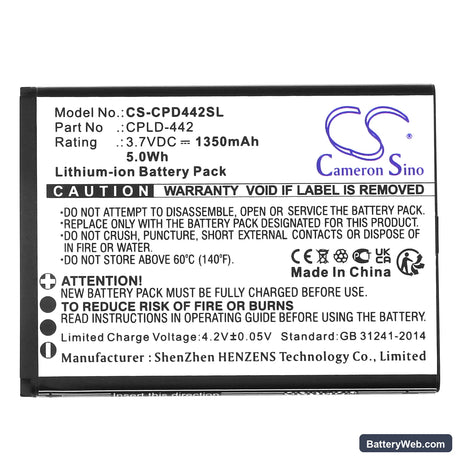 Coolpad CP3321ST Replacement Battery, 3.7V, 1350mAh, Li-ion 3