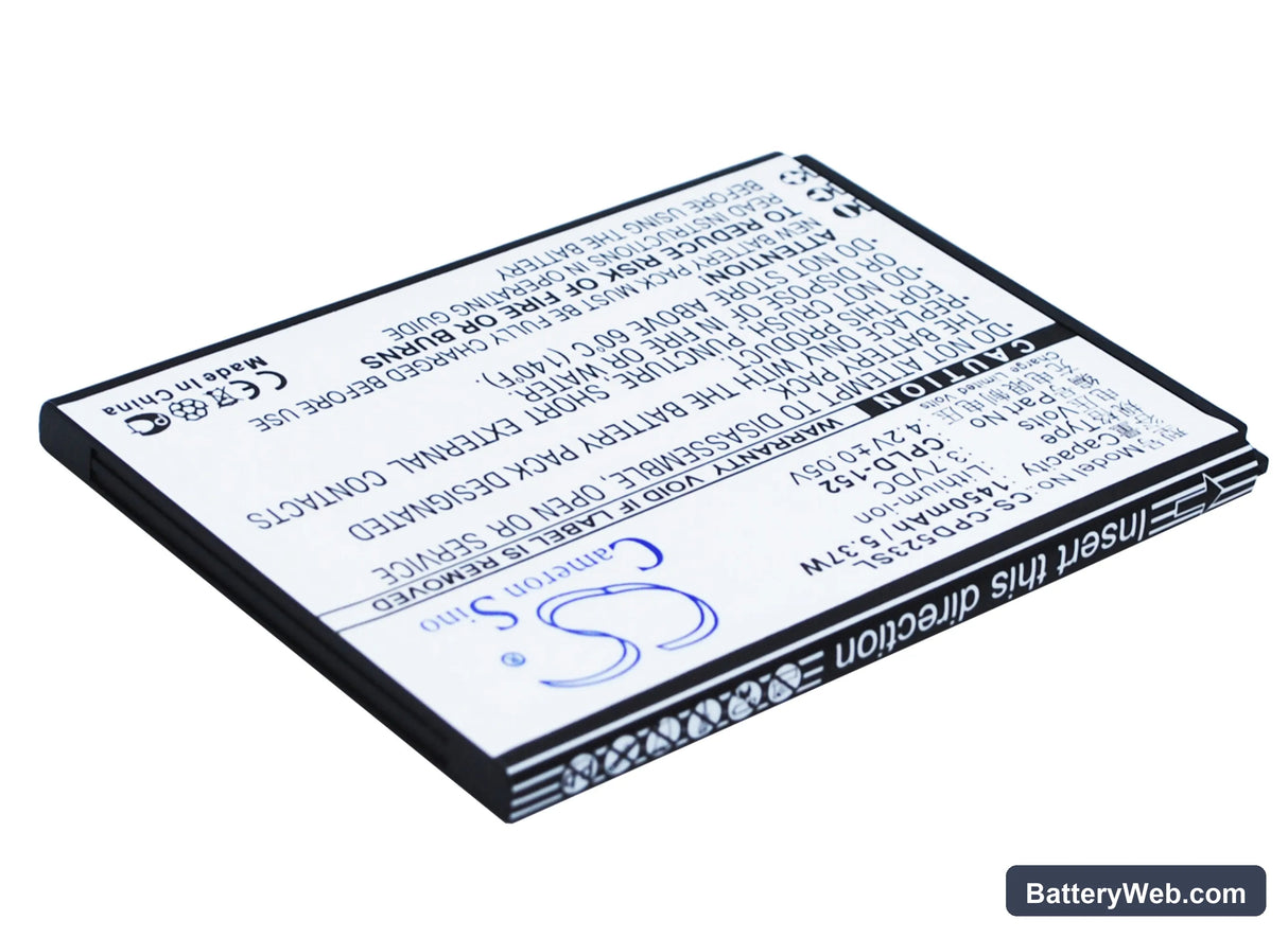 Coolpad 5263 Replacement Battery, 3.7V, 1450mAh, Li-ion 3