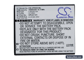 Coolpad 7251 Replacement Battery, 3.7V, 1650mAh, Li-ion 1