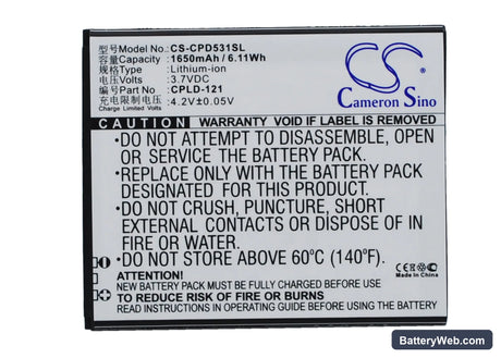 Coolpad 7251 Replacement Battery, 3.7V, 1650mAh, Li-ion 1
