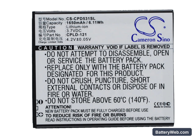 Coolpad 7251 Replacement Battery, 3.7V, 1650mAh, Li-ion 1