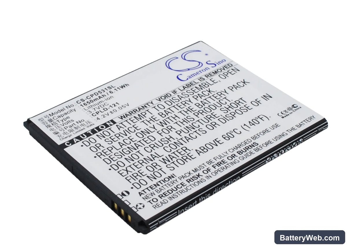Coolpad 7251 Replacement Battery, 3.7V, 1650mAh, Li-ion 3