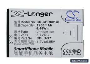 Coolpad 8010 Replacement Battery, 3.7V, 1200mAh, Li-ion 1