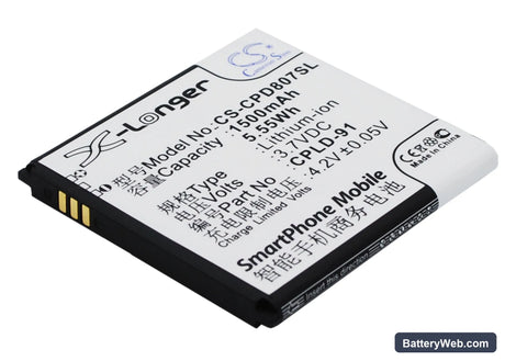 Coolpad 8070 Replacement Battery, 3.7V, 1500mAh, Li-ion 2