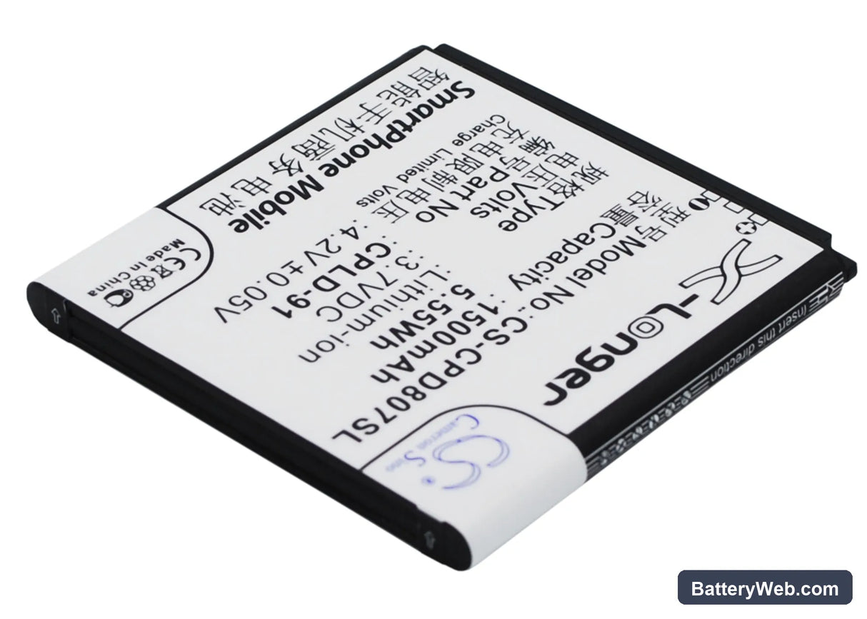 Coolpad 8070 Replacement Battery, 3.7V, 1500mAh, Li-ion 3