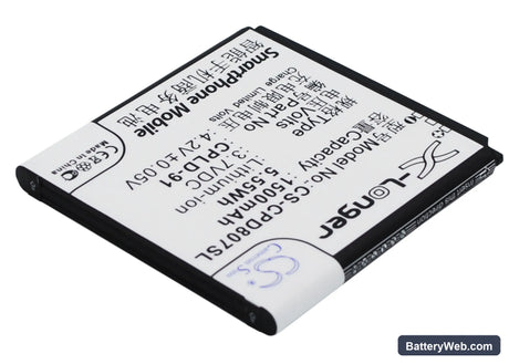 Coolpad 8070 Replacement Battery, 3.7V, 1500mAh, Li-ion 3