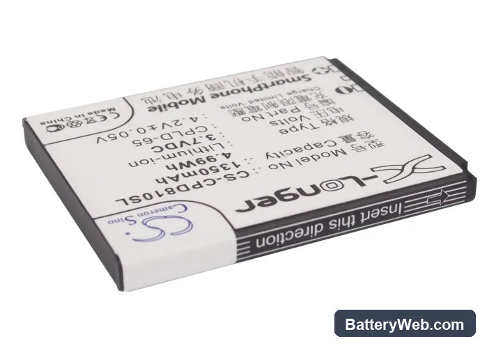 Coolpad 8810 Replacement Battery, 3.7V, 1350mAh, Li-ion 2