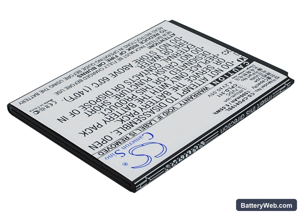 Coolpad 8198T Replacement Battery, 3.7V, 1500mAh, Li-ion 1