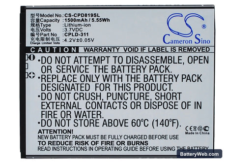 Coolpad 8198T Replacement Battery, 3.7V, 1500mAh, Li-ion 5