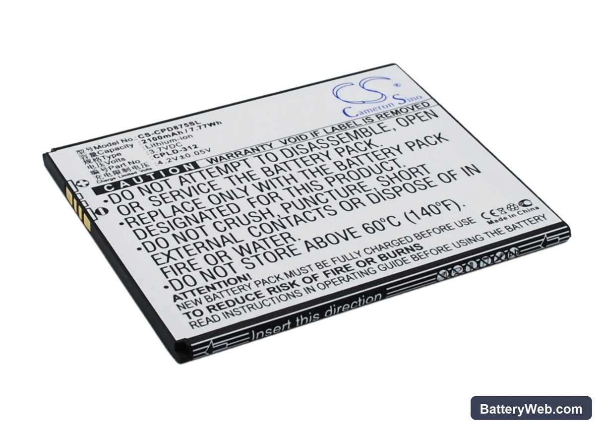 Coolpad 5910 Replacement Battery, 3.7V, 2100mAh, Li-ion 2