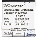 Vodafone 888N Replacement Battery, 3.7V, 1800mAh, Li-ion 3