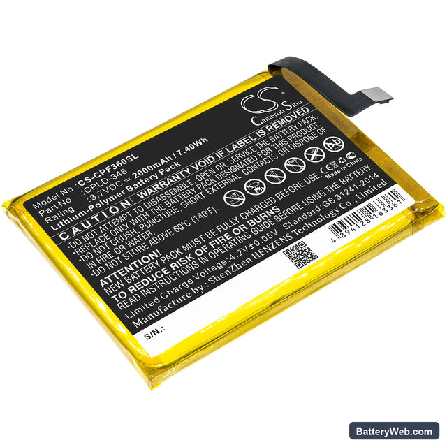 Orange Fova Replacement Battery, 3.7V, 2000mAh, Li-Polymer 1