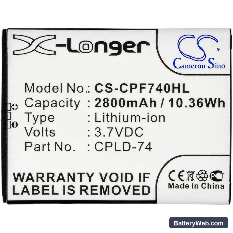 Coolpad 5860 Replacement Battery, 3.7V, 2800mAh, Li-ion 4