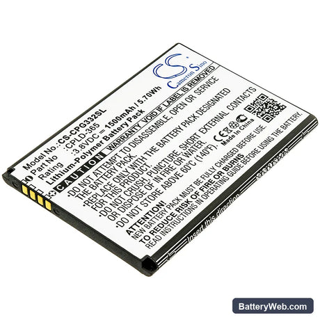 Coolpad Rogue 4G Replacement Battery, 3.8V, 1500mAh, Li-Polymer 1