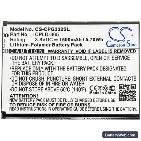 Coolpad Rogue 4G Replacement Battery, 3.8V, 1500mAh, Li-Polymer 3
