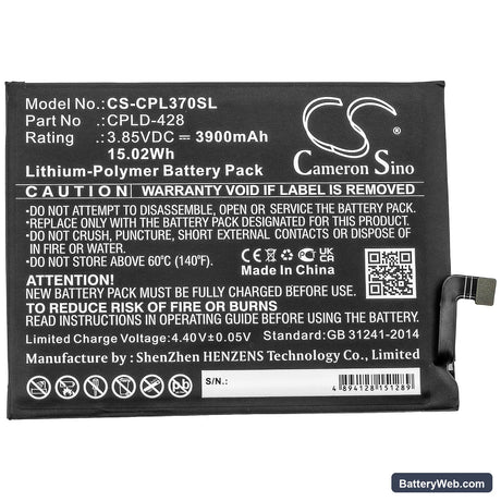 Coolpad Legacy Replacement Battery, 3.85V, 3900mAh, Li-Polymer 3