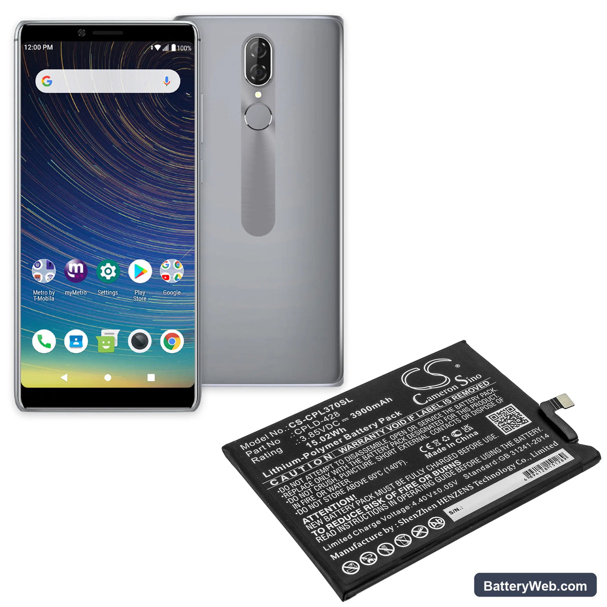 Coolpad Legacy Replacement Battery, 3.85V, 3900mAh, Li-Polymer 5