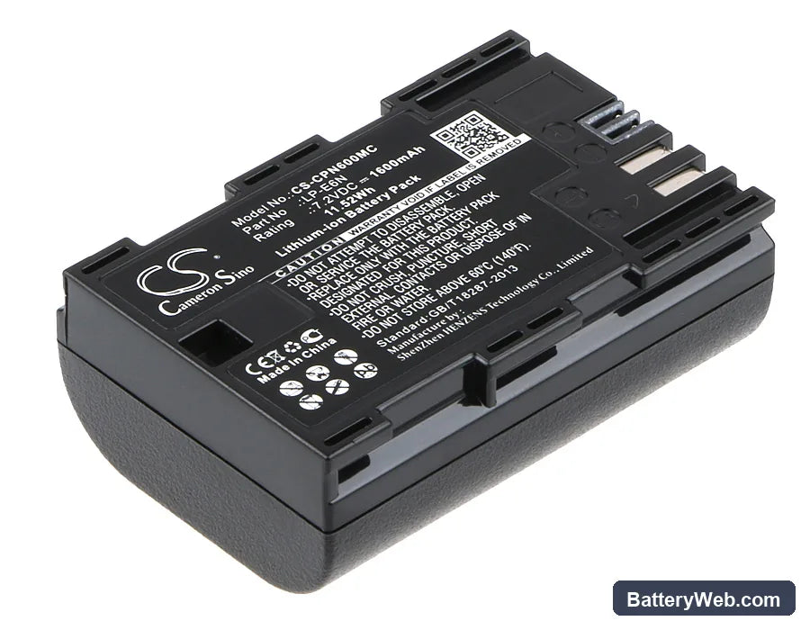 Canon EOS 5D Mark II Replacement Battery, 7.2V, 1600mAh, Li-ion 1