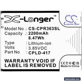 Coolpad Defiant Replacement Battery, 3.85V, 2200mAh, Li-ion 3