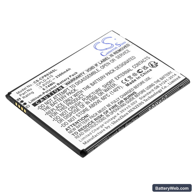 Coolpad BTR3636AB Replacement Battery, 3.8V, 2300mAh, Li-Polymer 1