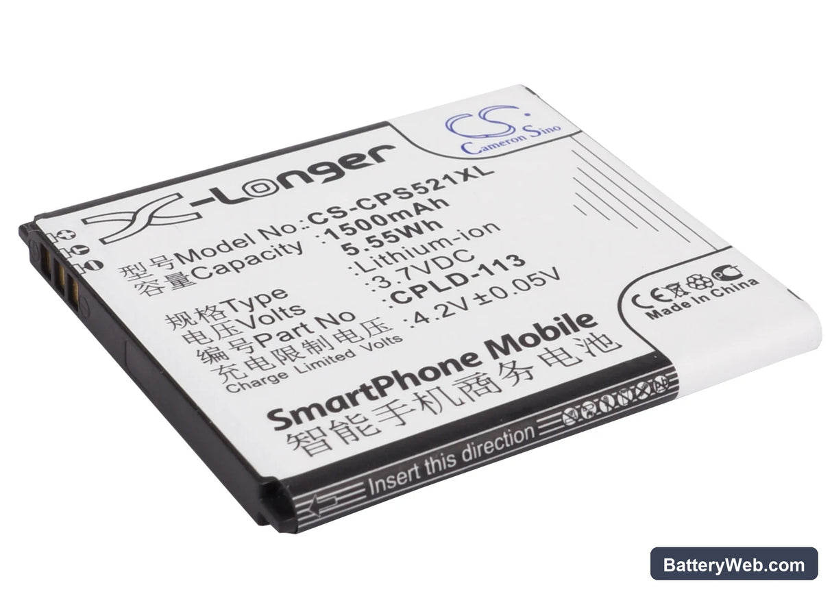Coolpad 5218S Replacement Battery, 3.7V, 1500mAh, Li-ion 1