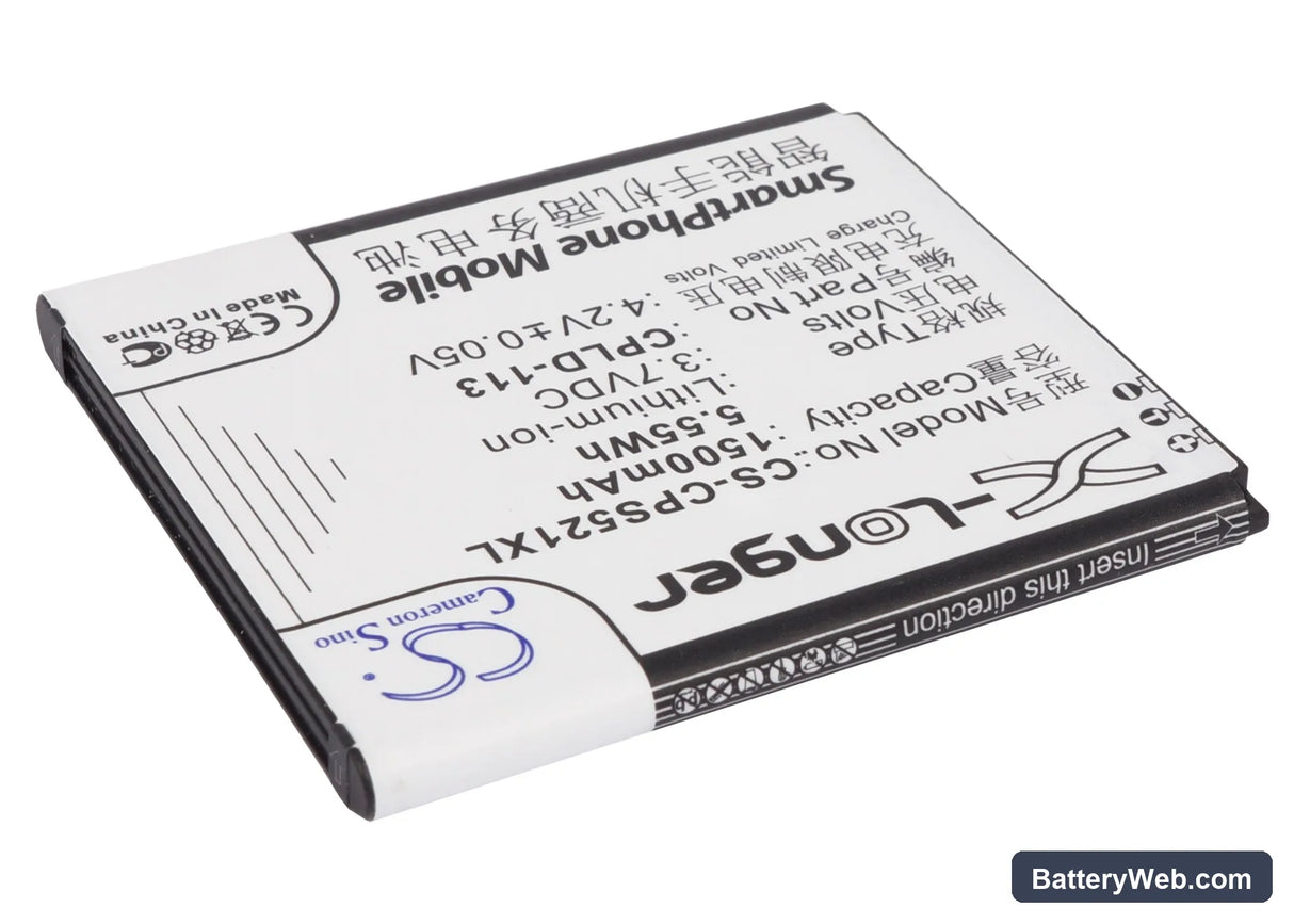 Coolpad 5218S Replacement Battery, 3.7V, 1500mAh, Li-ion 2