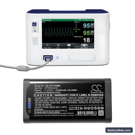 Covidien Nellcor PM1000N Pulse Oximeter Replacement Battery, 7.2V, 13200mAh, Li-ion 6