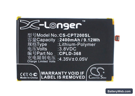 Coolpad Modena Replacement Battery, 3.8V, 2400mAh, Li-Polymer 5