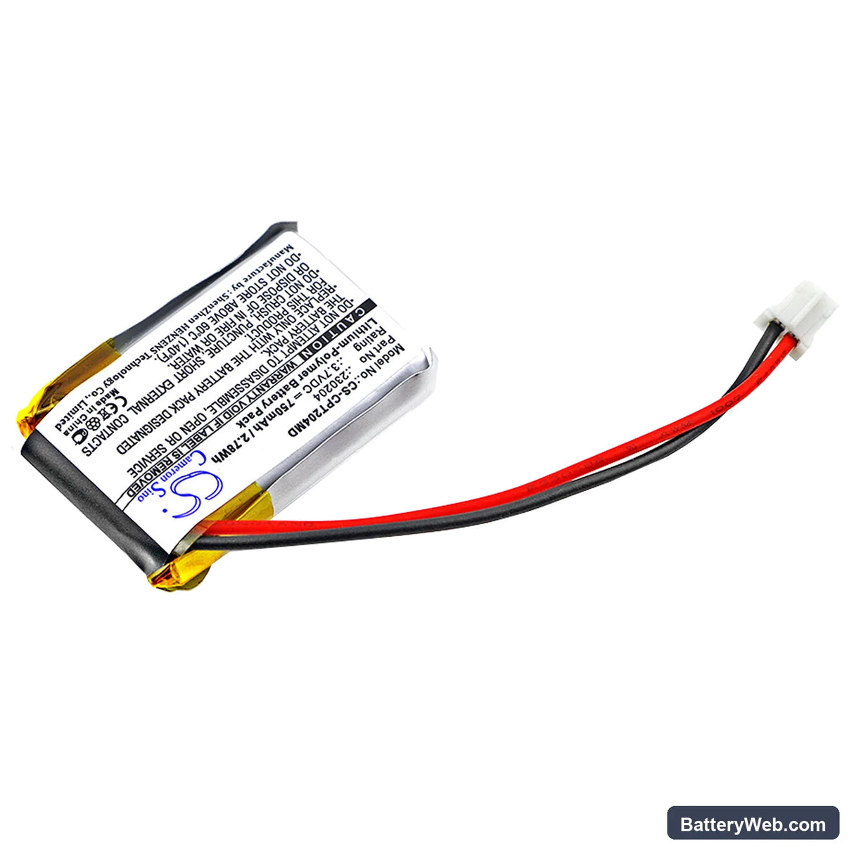 Celltreat Pipet Controller Replacement Battery, 3.7V, 750mAh, Li-Polymer 2