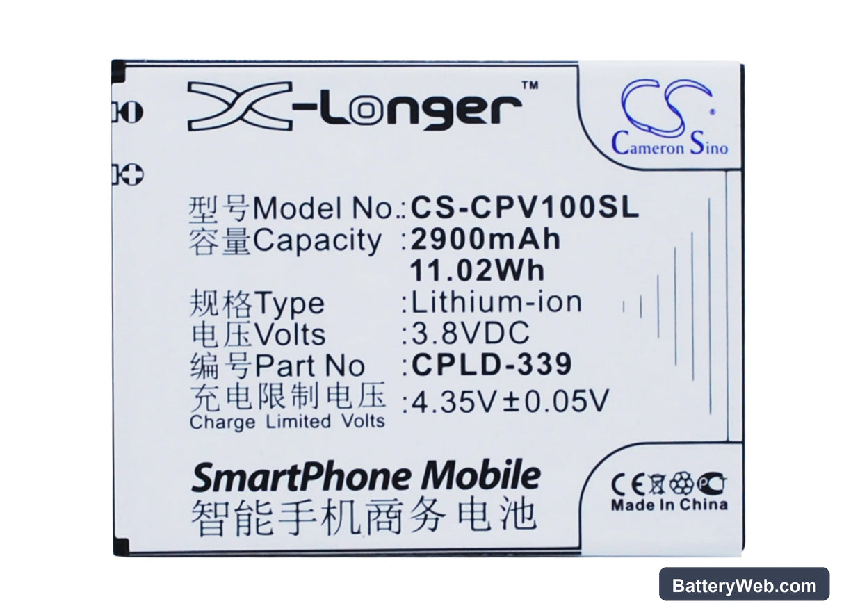 Coolpad V1 Replacement Battery, 3.8V, 2900mAh, Li-ion 5