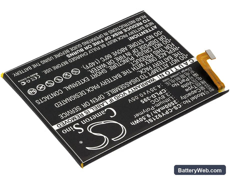 Coolpad Y91-921 Replacement Battery, 3.8V, 2500mAh, Li-Polymer 2