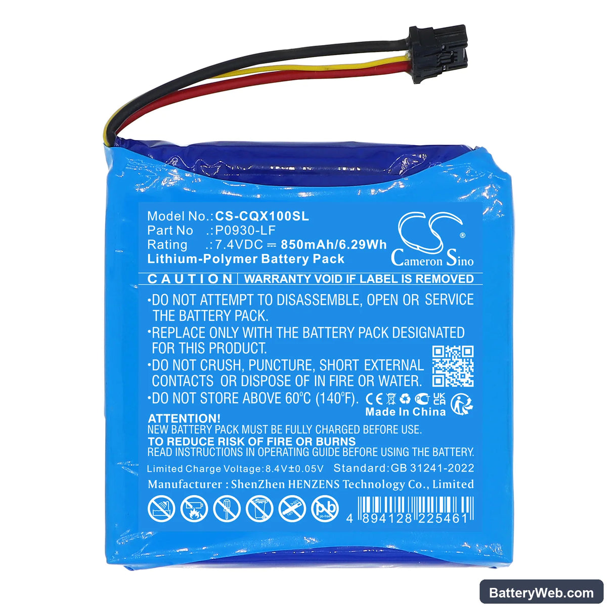 Canon Selphy QX10 Replacement Battery, 7.4V, 850mAh, Li-Polymer 3