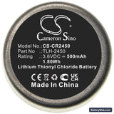Testo 184-T4 Replacement Battery, 3.6V, 500mAh, Li-SOCl2 3
