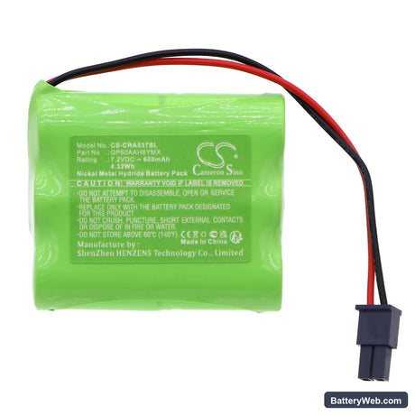 Cobra 5370 Replacement Battery, 7.2V, 600mAh, Ni-MH 3