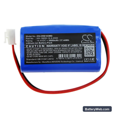 Carewell ECG-1103 Replacement Battery, 14.4V, 2600mAh, Li-ion 3
