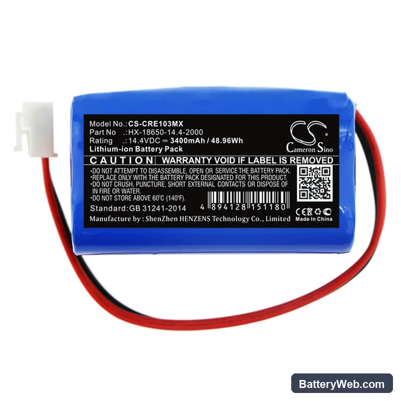 Carewell ECG-1103 Replacement Battery, 14.4V, 3400mAh, Li-ion 3