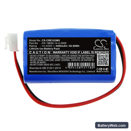 Carewell ECG-1103 Replacement Battery, 14.4V, 3400mAh, Li-ion 3