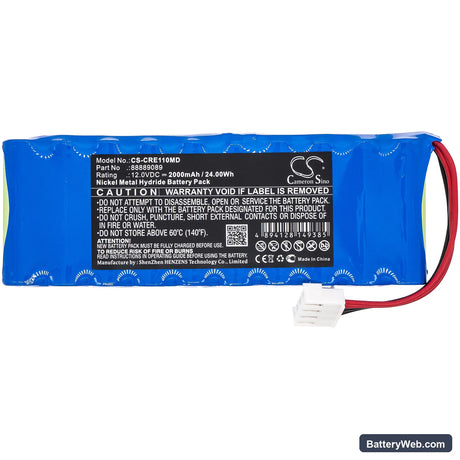 Carewell ECG-1101 Replacement Battery, 12V, 2000mAh, Ni-MH 3