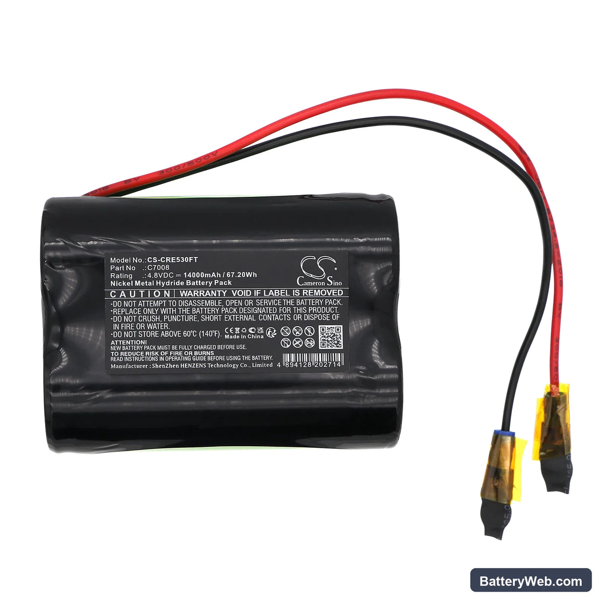 Ceag HSE5 Replacement Battery, 4.8V, 14000mAh, Ni-MH 3