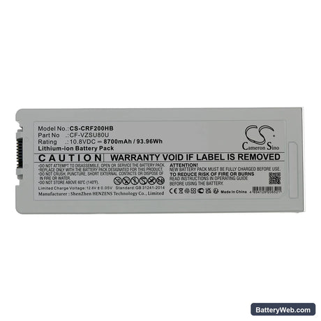 Panasonic Toughbook CF-C2 MK1 Replacement Battery, 10.8V, 8700mAh, Li-ion 5