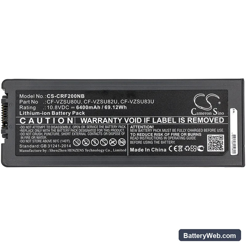 Panasonic Toughbook CF-C2 MK1 Replacement Battery, 10.8V, 6400mAh, Li-ion 3