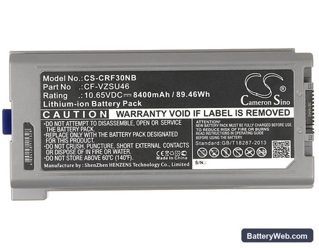 Panasonic Toughbook CF-30 Replacement Battery, 10.65V, 8400mAh, Li-ion 5