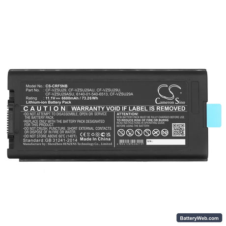 Panasonic ToughBook CF-29 Replacement Battery, 11.1V, 6600mAh, Li-ion 5