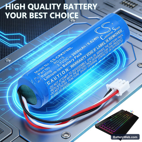 Corsair K57 RGB Wireless Gaming Keyboard Replacement Battery, 3.7V, 2600mAh, Li-ion 6